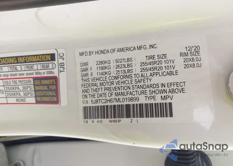 2021 Acura Rdx A-Spec Package from USA, damaged, VIN 5J8TC2H67ML019899